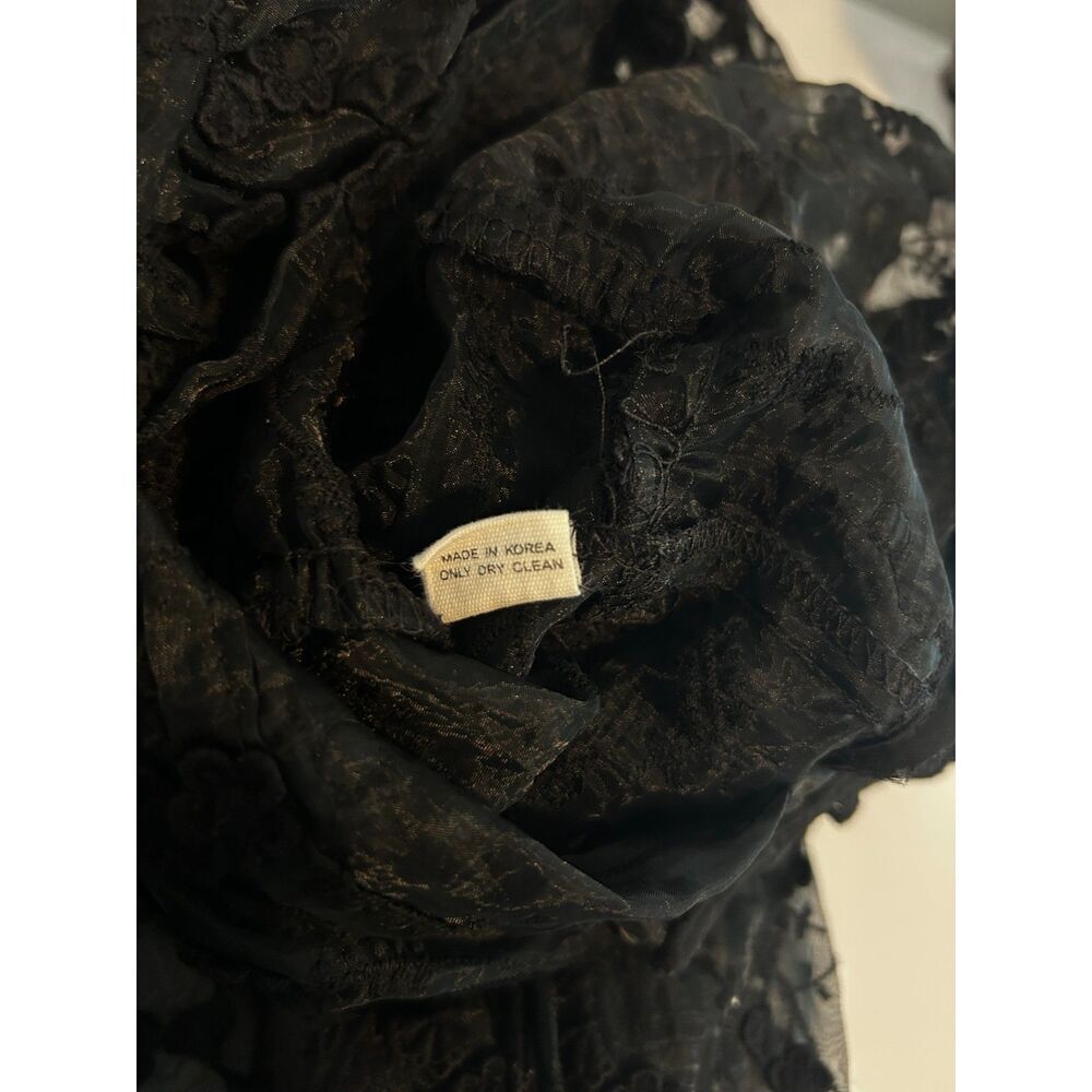 Vivi Company Black Sheer Floral Lace Overlay Mini Dress V-Neck Scalloped - Picture 7 of 7